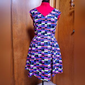 Kate Spade Multicolor Geometric Midi Dress